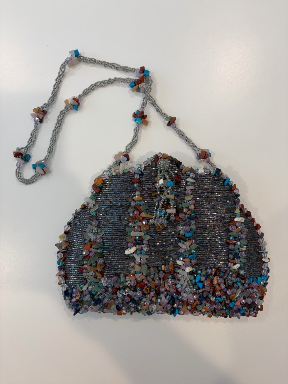 Limited Edition 1990s Mary Frances Gemstone & Seed Bead Evening Bag
